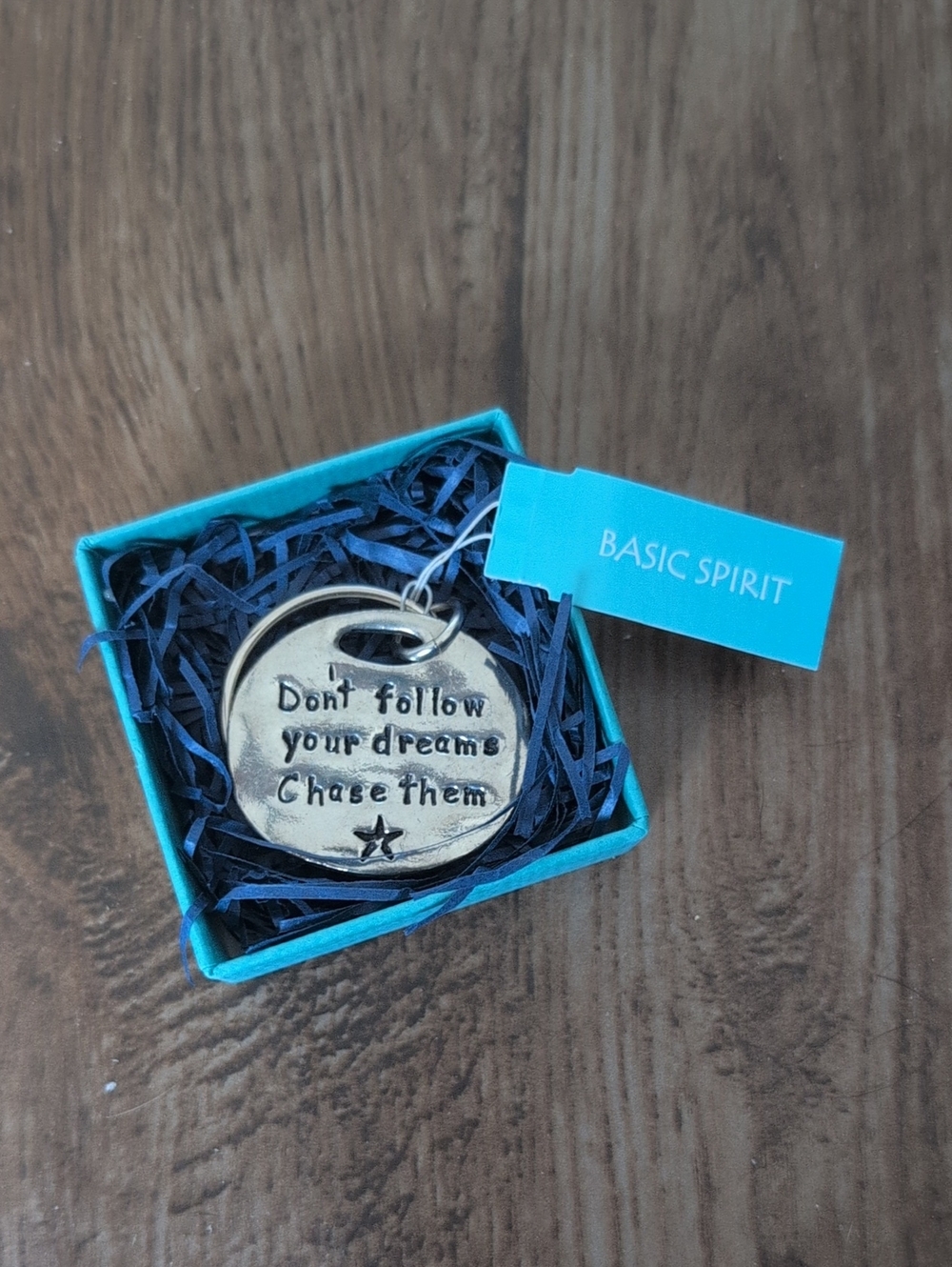 Silver Inspirational Keychain - Don't Follow Your Dreams, Chase Them